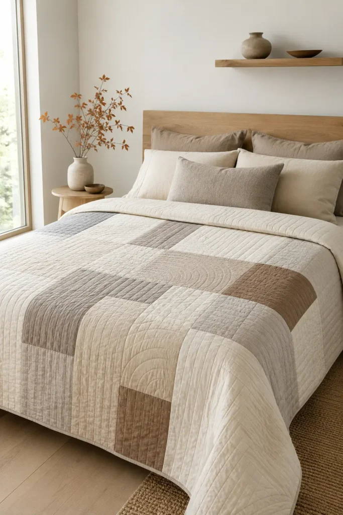 Minimalist Neutral Fall Quilts for Serene, Cozy Spaces