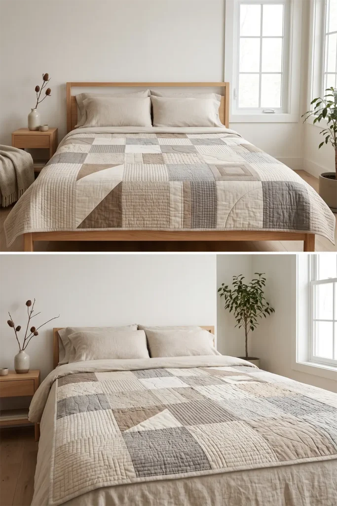 Minimalist Neutral Fall Quilts for Serene, Cozy Spaces