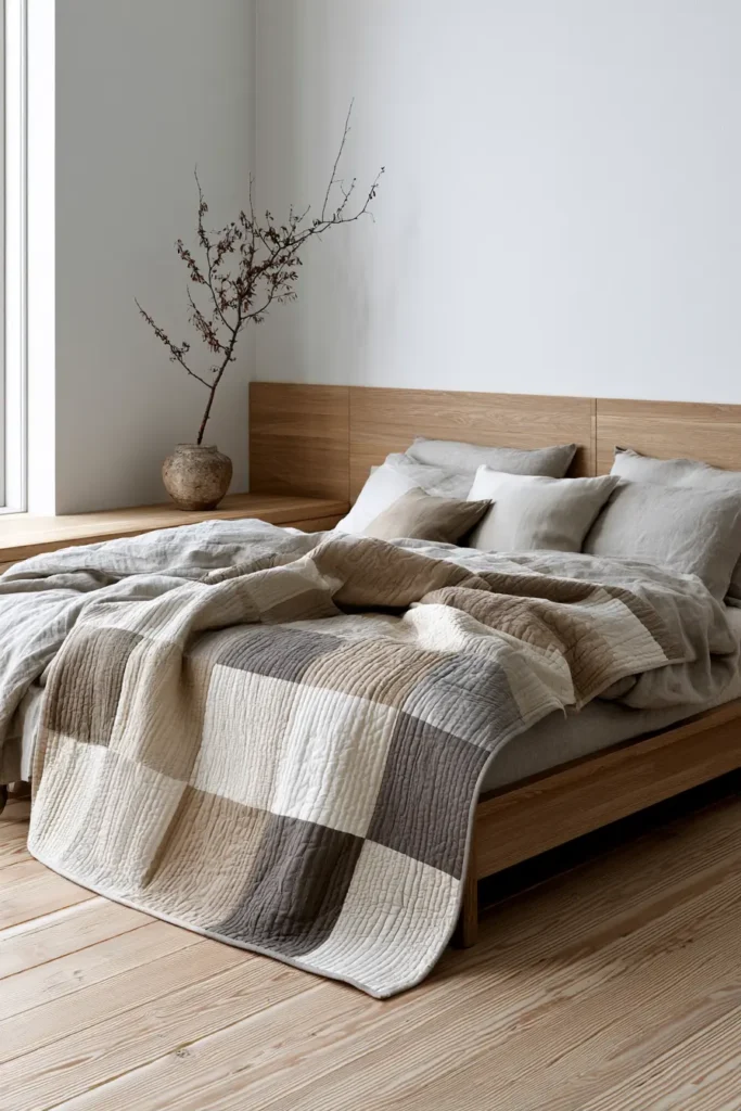 Minimalist Neutral Fall Quilts for Serene, Cozy Spaces