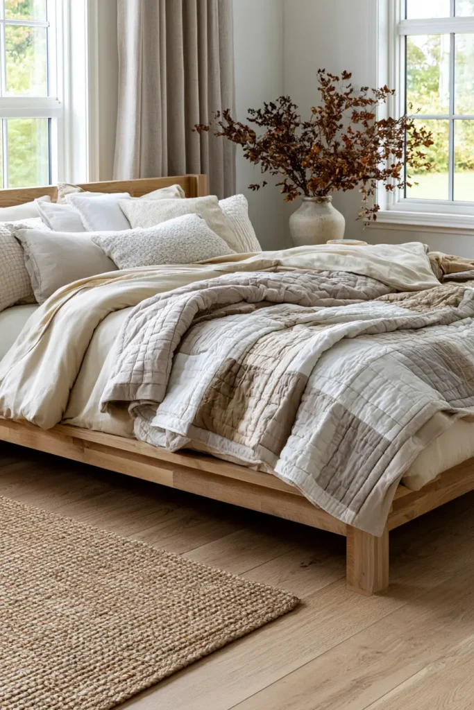 Minimalist Neutral Fall Quilts for Serene, Cozy Spaces