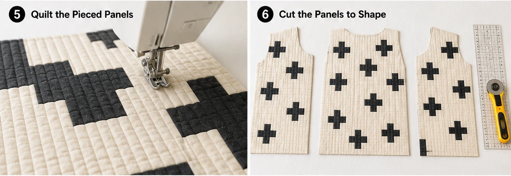 Monochrome Plus-Sign Quilted Vest for Striking Scandi Contrast
