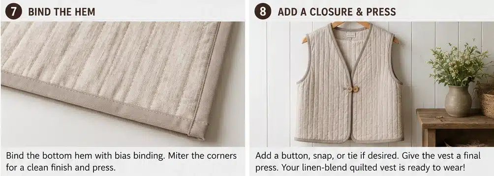 Neutral Linen-Blend Quilted Vest for Everyday Elegance