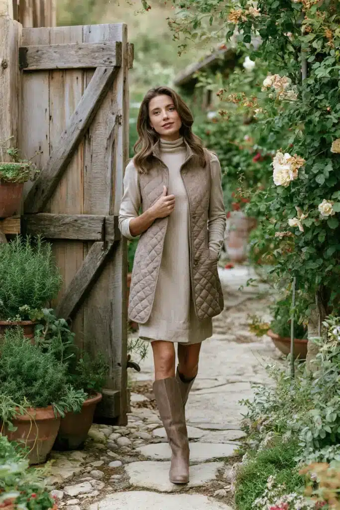 Neutral Linen-Blend Quilted Vest for Everyday Elegance