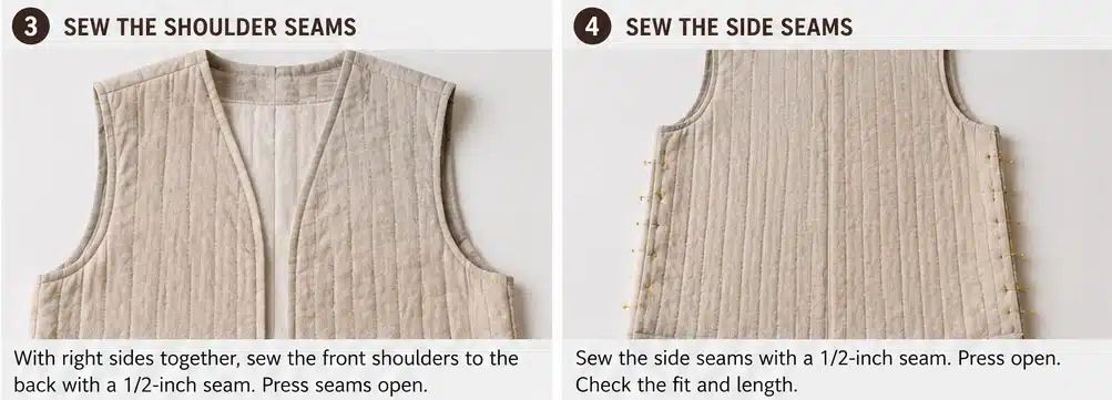 Neutral Linen-Blend Quilted Vest for Everyday Elegance