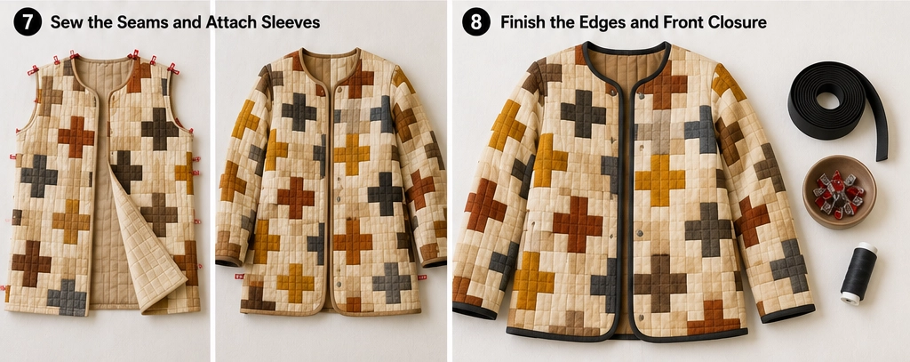 Nordic Cross Patchwork Quilted Jacket for Bold Graphic Style