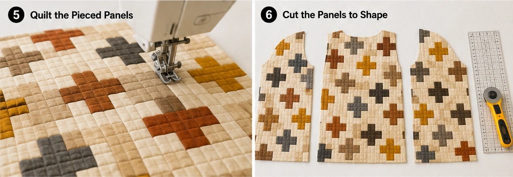 Nordic Cross Patchwork Quilted Jacket for Bold Graphic Style
