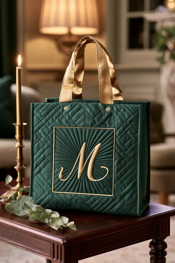 Personalized Monogrammed Quilted Gift Bags