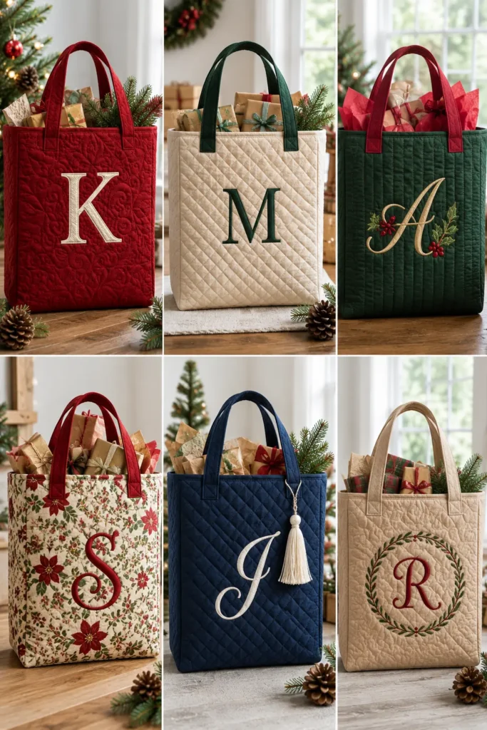 Personalized Monogrammed Quilted Gift Bags