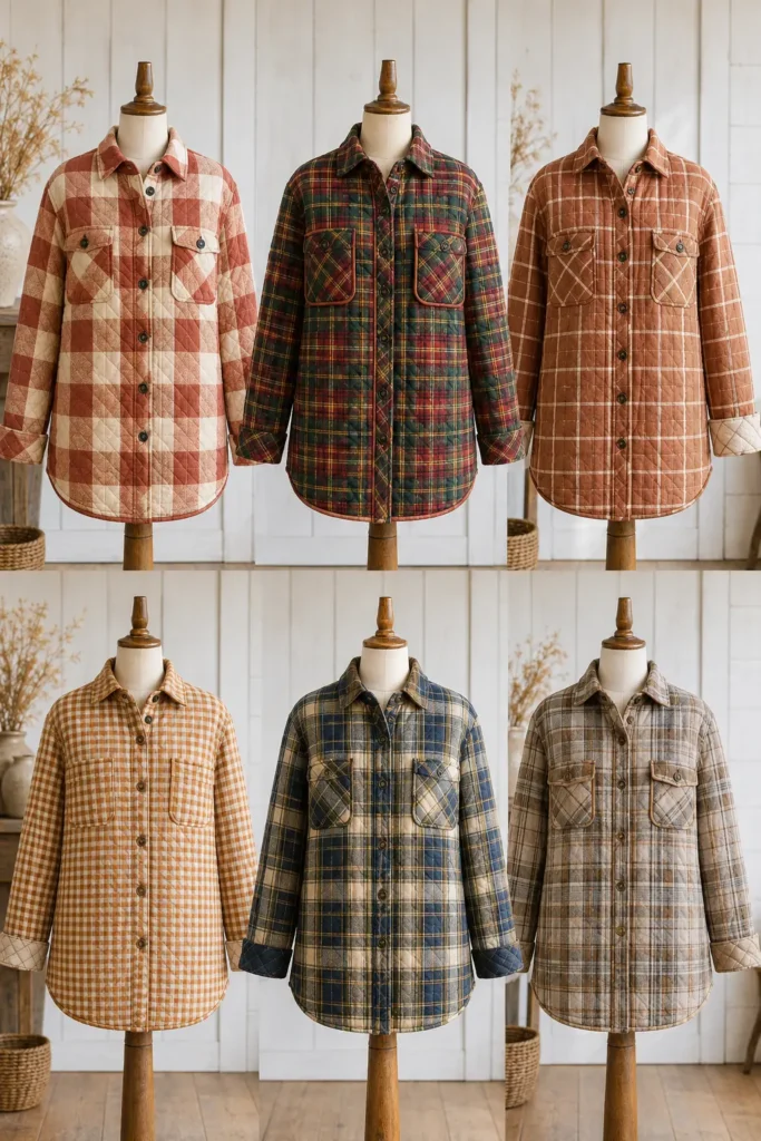 Plaid Quilted Shacket for Rustic Farmhouse Warmth