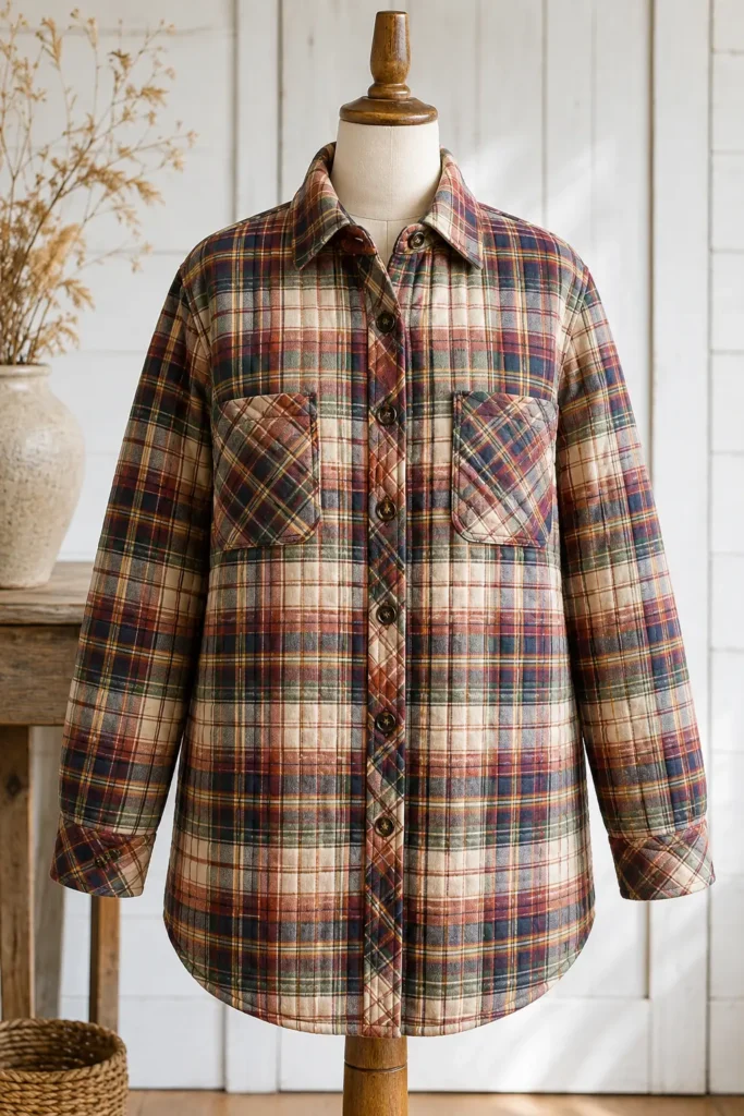 Plaid Quilted Shacket for Rustic Farmhouse Warmth