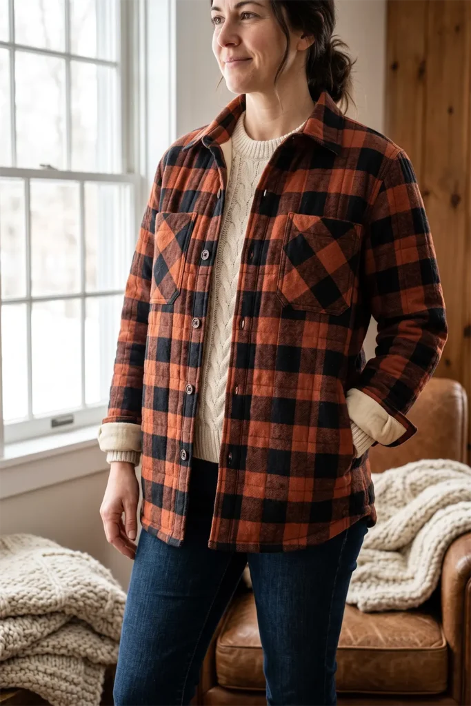Plaid Quilted Shacket for Rustic Farmhouse Warmth