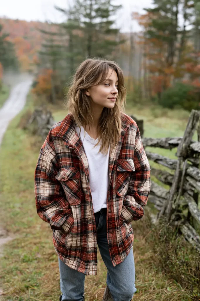 Plaid Quilted Shacket for Rustic Farmhouse Warmth