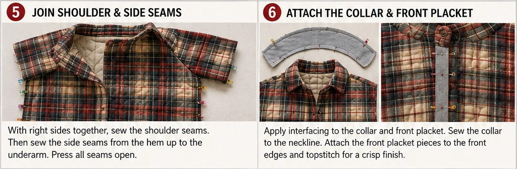 Plaid Quilted Shacket for Rustic Farmhouse Warmth