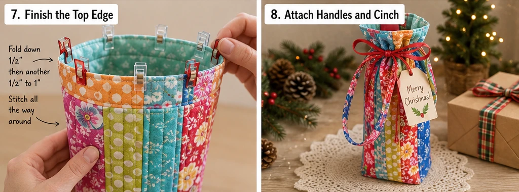 Quilted Wine Bottle Gift Bags for Holiday Hosts