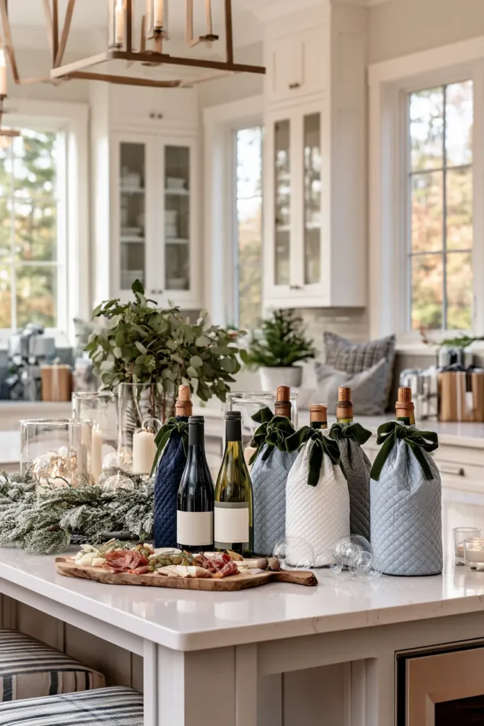 Quilted Wine Bottle Gift Bags for Holiday Hosts