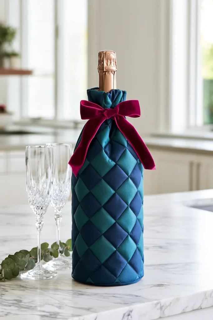 Quilted Wine Bottle Gift Bags for Holiday Hosts