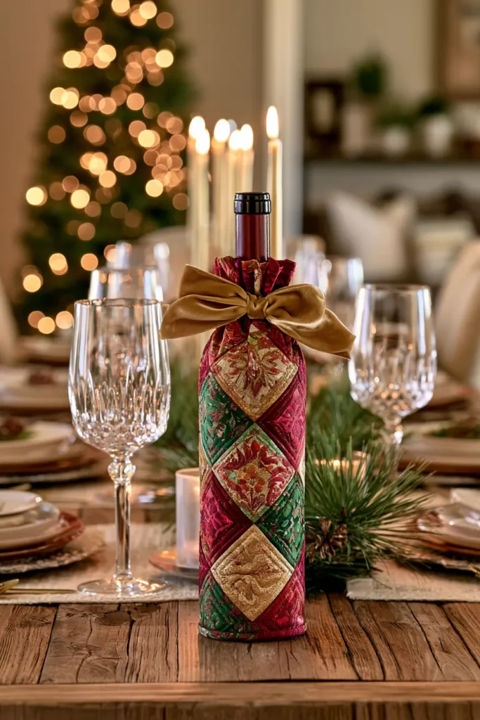 Quilted Wine Bottle Gift Bags for Holiday Hosts