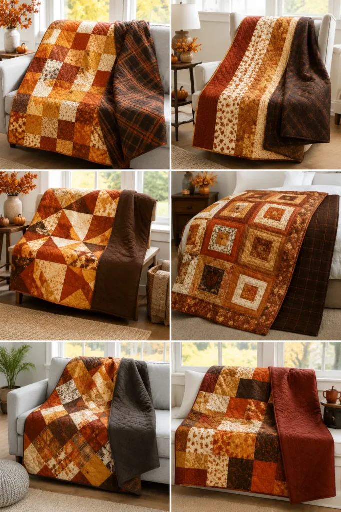 Reversible Fall Quilted Throws for Versatile Seasonal Styling