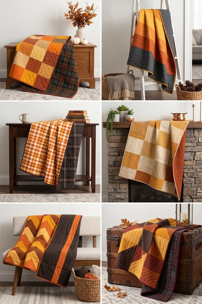 Reversible Fall Quilted Throws for Versatile Seasonal Styling