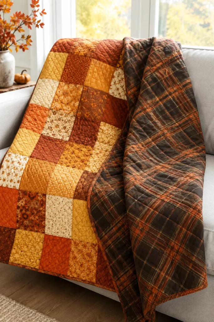 Reversible Fall Quilted Throws for Versatile Seasonal Styling