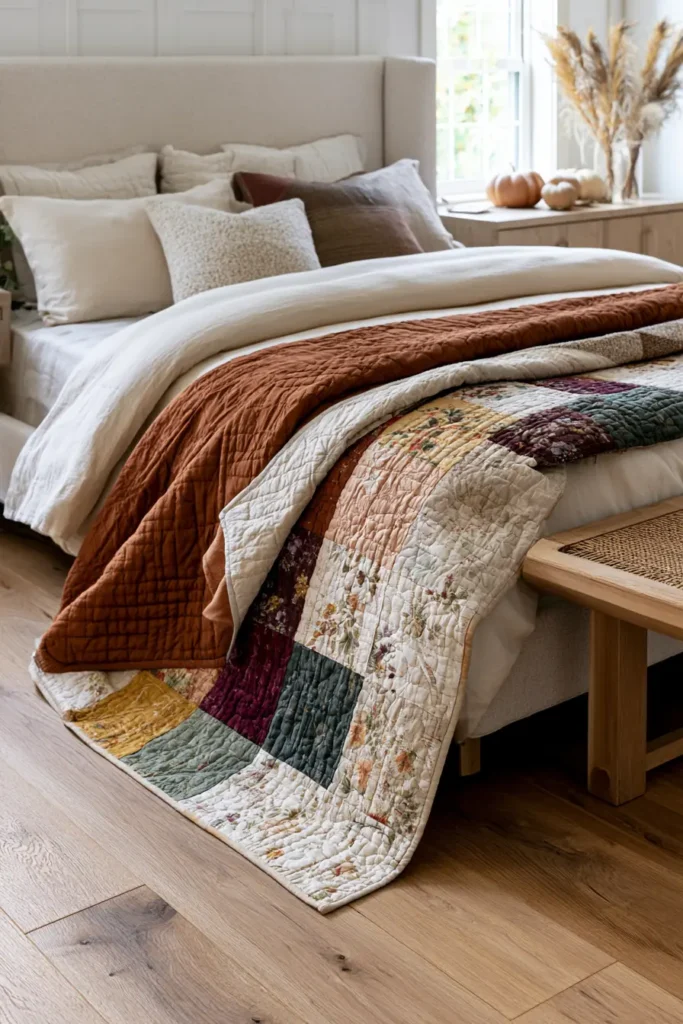 Reversible Fall Quilted Throws for Versatile Seasonal Styling