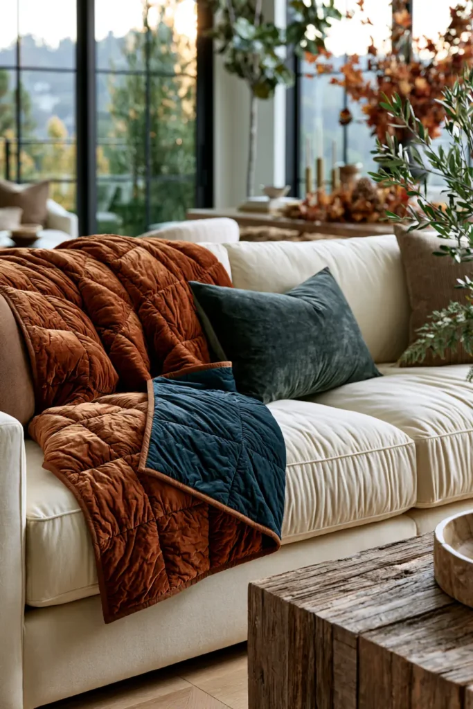 Reversible Fall Quilted Throws for Versatile Seasonal Styling