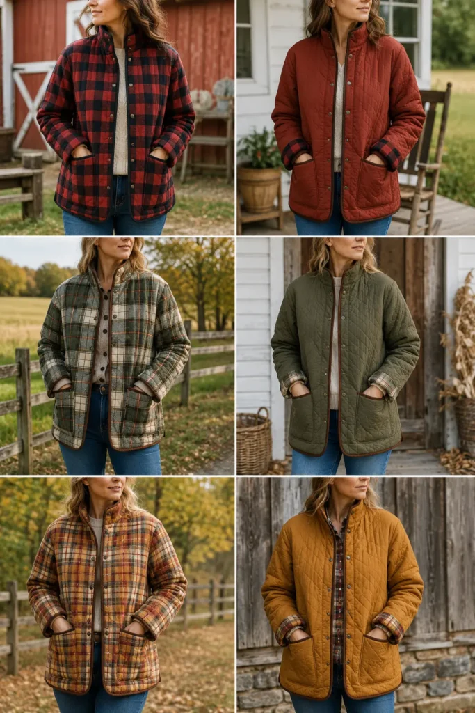 Reversible Quilted Barn Jacket with Rustic Charm