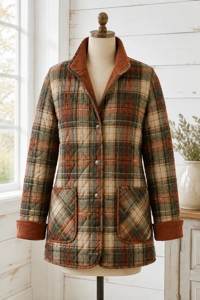 Reversible Quilted Barn Jacket with Rustic Charm