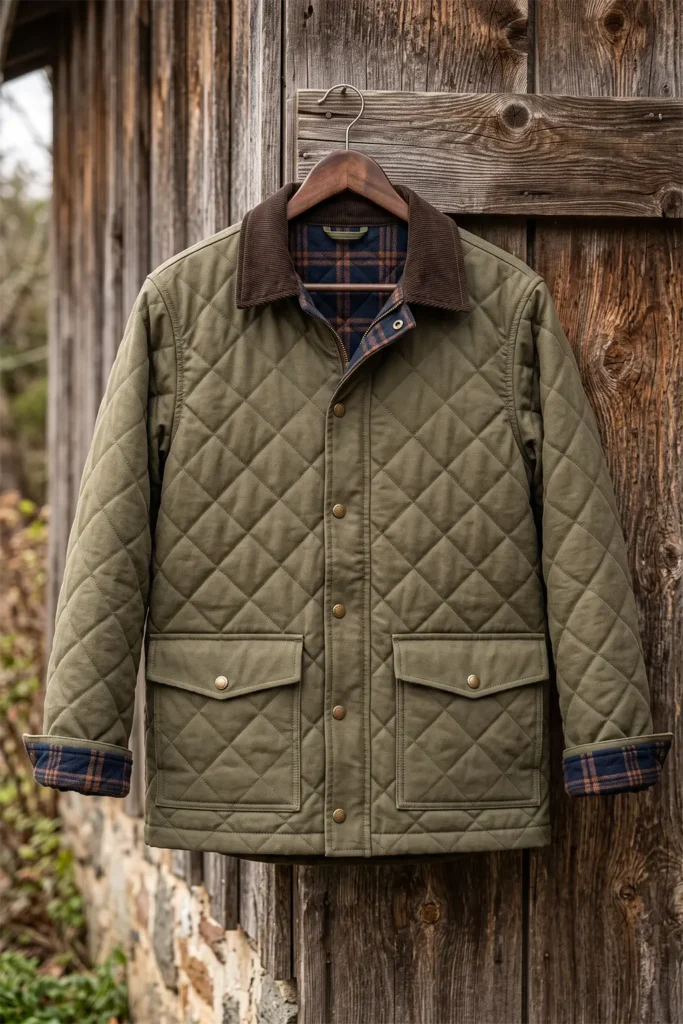 Reversible Quilted Barn Jacket with Rustic Charm