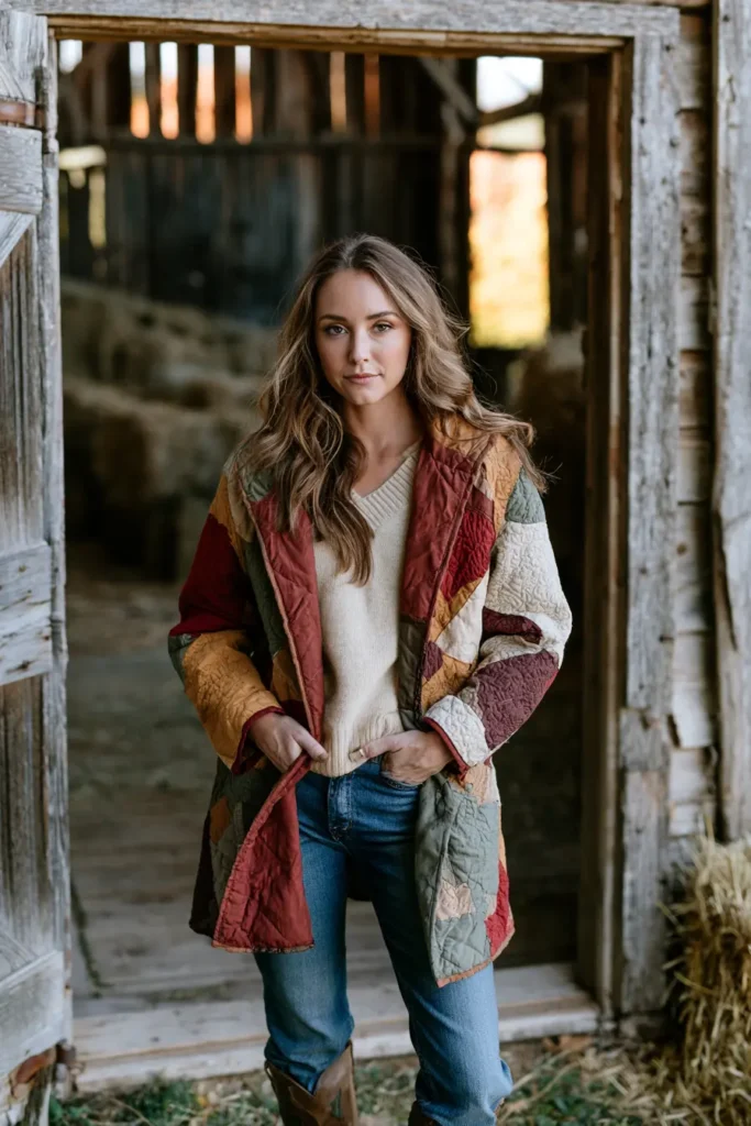 Reversible Quilted Barn Jacket with Rustic Charm