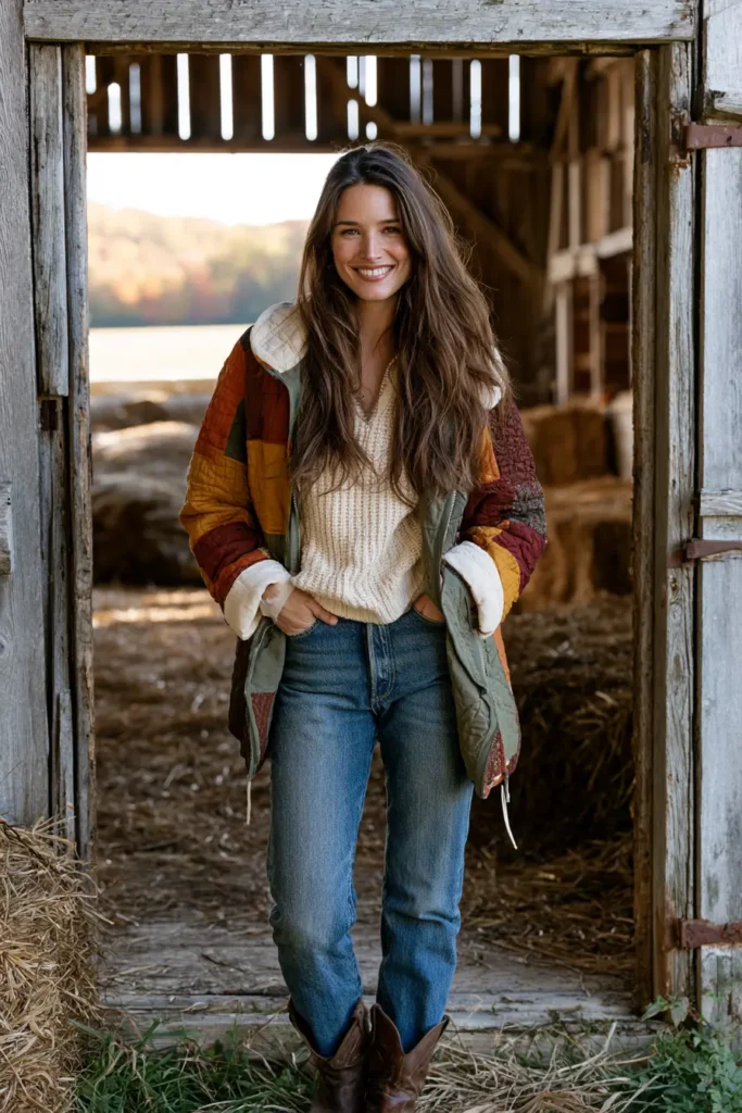 Reversible Quilted Barn Jacket with Rustic Charm