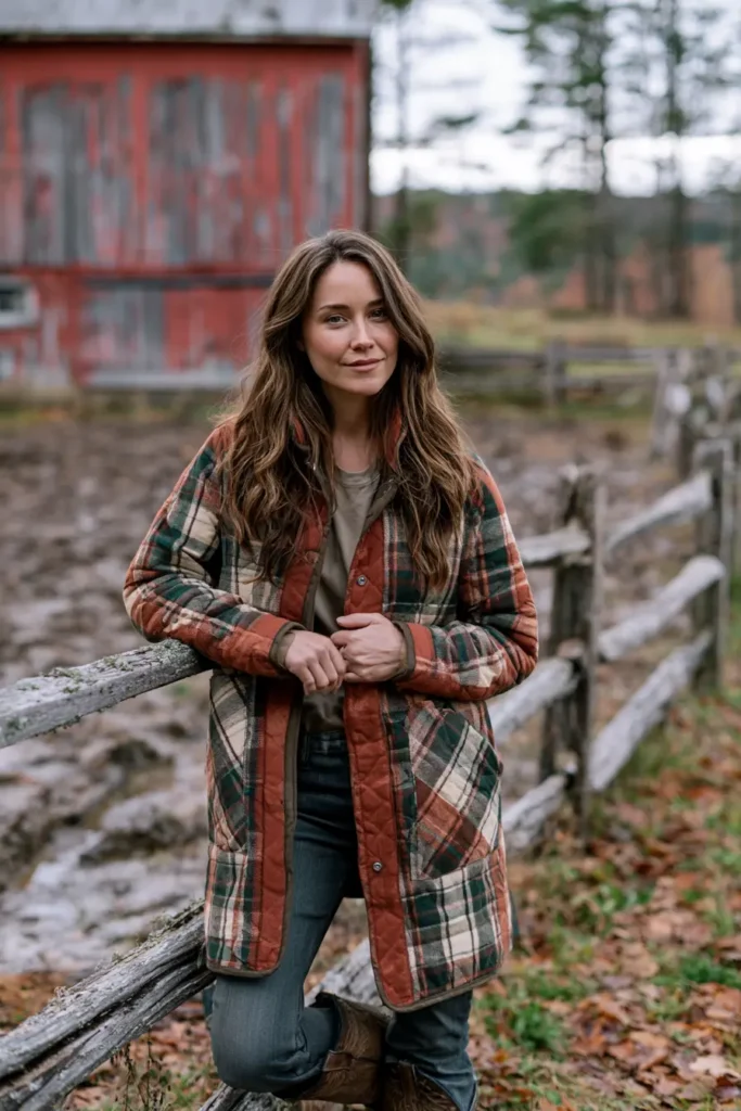 Reversible Quilted Barn Jacket with Rustic Charm