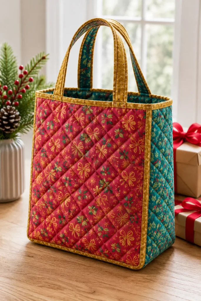 Reversible Quilted Christmas Gift Bags
