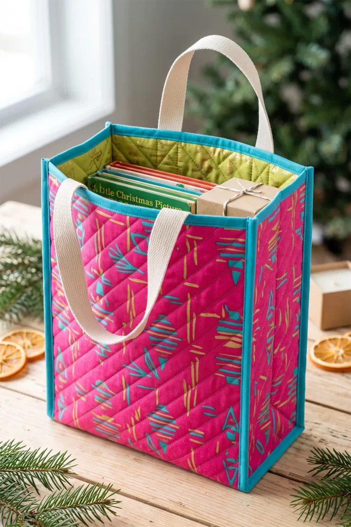 Reversible Quilted Christmas Gift Bags