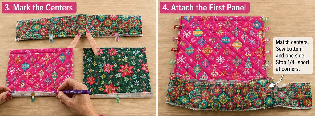 Reversible Quilted Christmas Gift Bags
