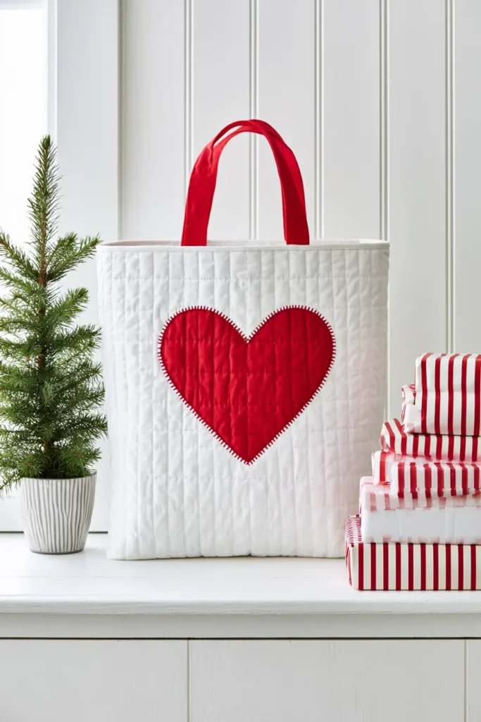 Scandinavian-Inspired Quilted Gift Bags in Red and White