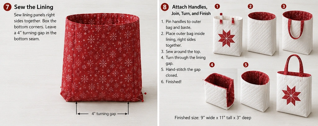 Scandinavian-Inspired Quilted Gift Bags in Red and White