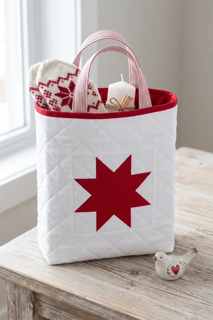 Scandinavian-Inspired Quilted Gift Bags in Red and White