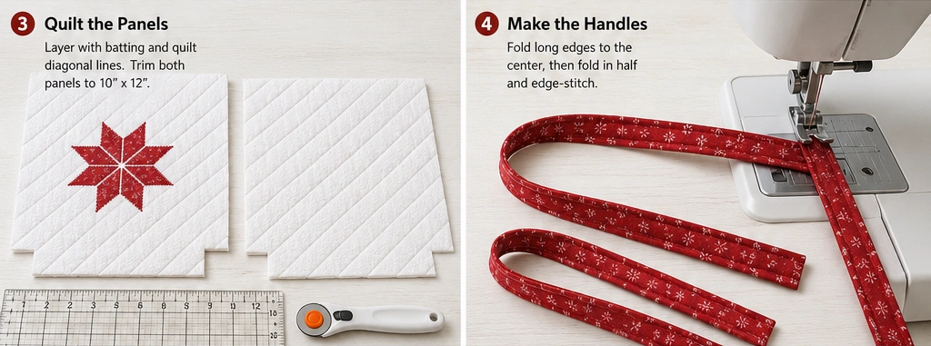 Scandinavian-Inspired Quilted Gift Bags in Red and White