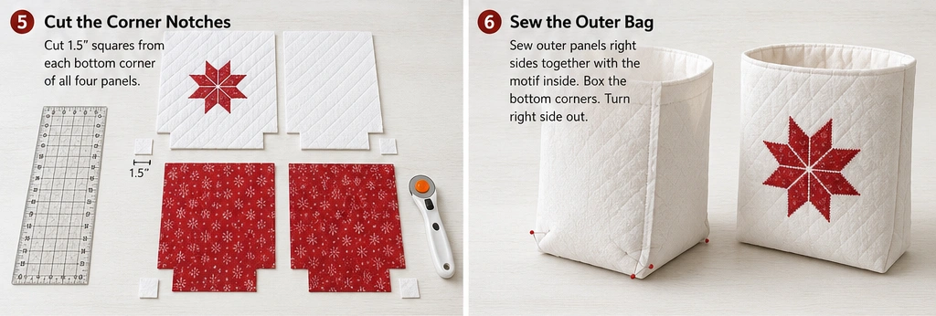 Scandinavian-Inspired Quilted Gift Bags in Red and White