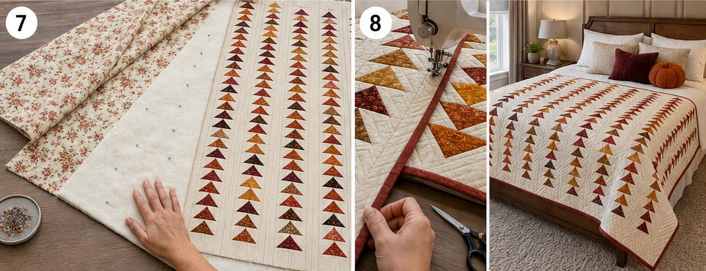 Scrappy Flying Geese Quilt Patterns in Rich Fall Tones