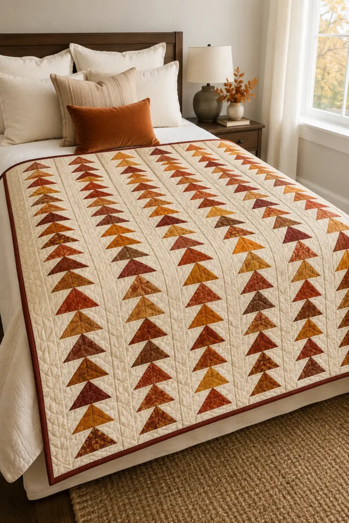 Scrappy Flying Geese Quilt Patterns in Rich Fall Tones