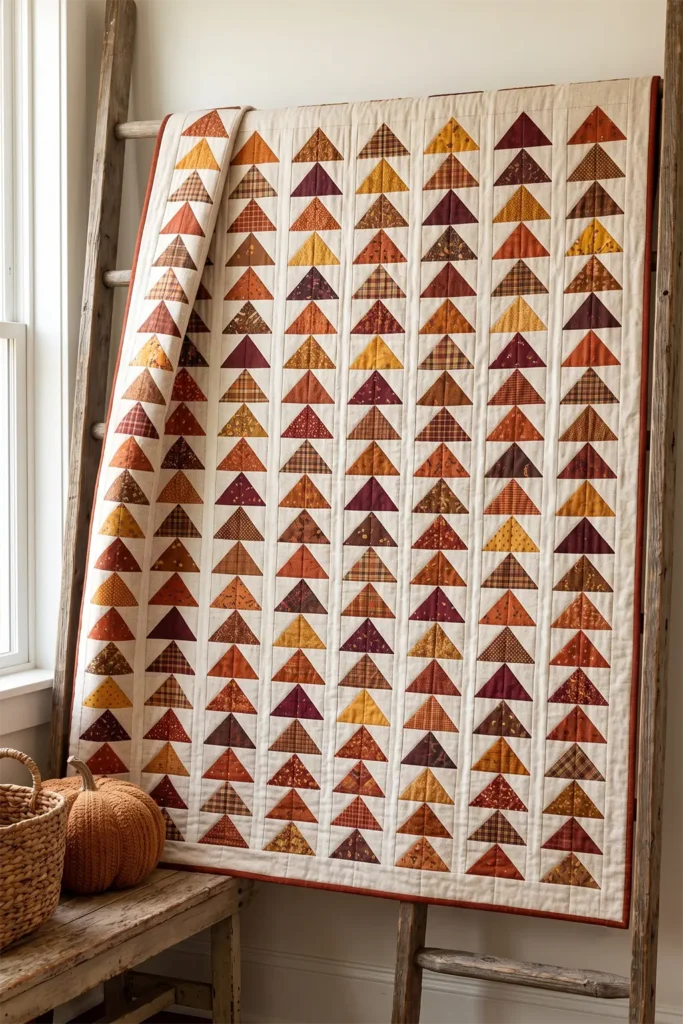 Scrappy Flying Geese Quilt Patterns in Rich Fall Tones