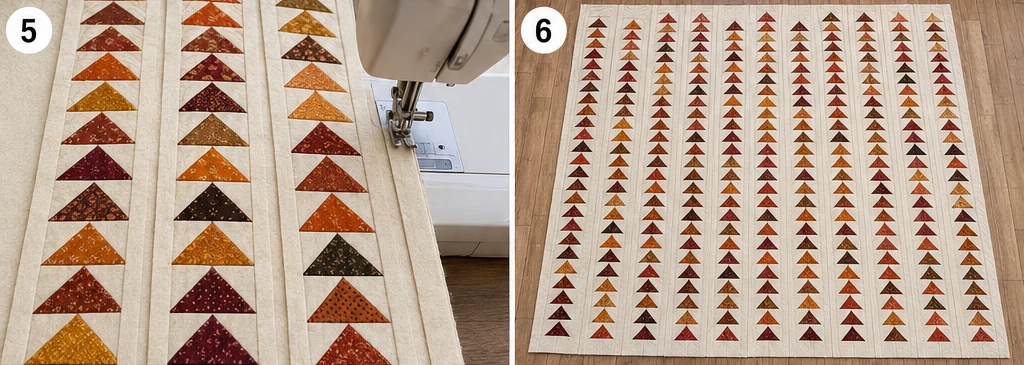 Scrappy Flying Geese Quilt Patterns in Rich Fall Tones