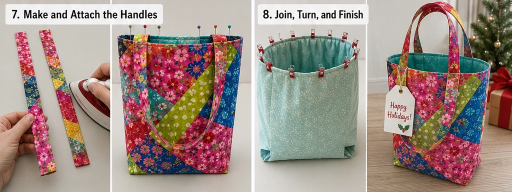 Scrappy Quilted Gift Bags from Fabric Leftovers
