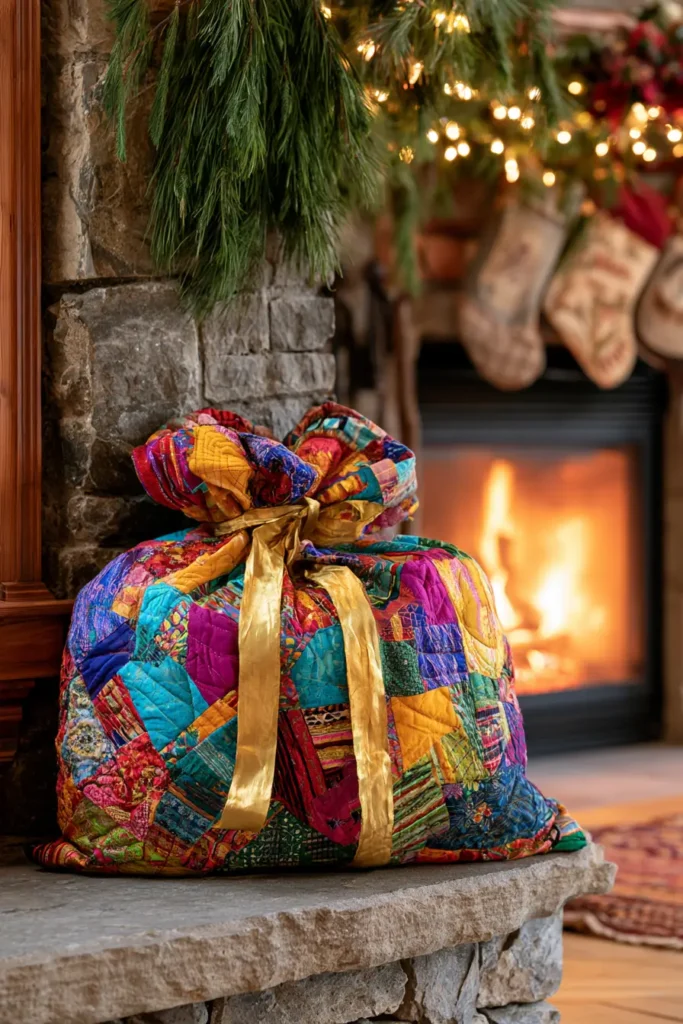 Scrappy Quilted Gift Bags from Fabric Leftovers