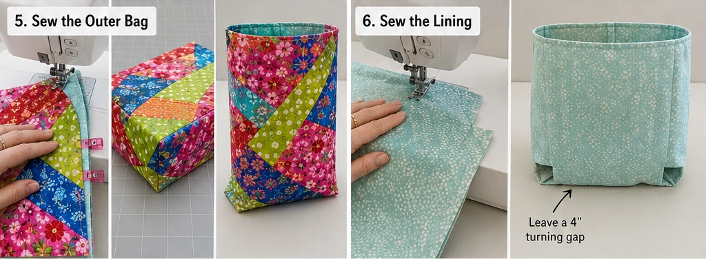 Scrappy Quilted Gift Bags from Fabric Leftovers