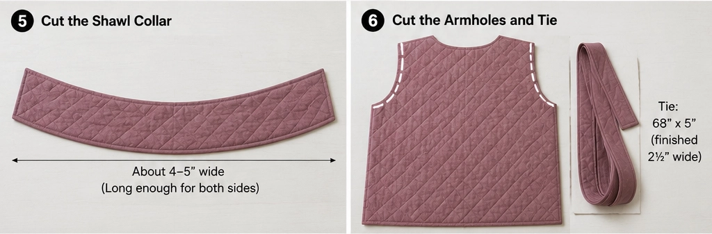 Shawl-Collar Quilted Wrap Vest for Soft Relaxing Elegance