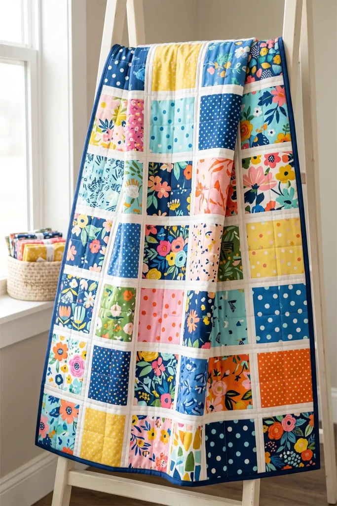 Simple Layer Cake Charm Quilt for Easy Beginner Projects