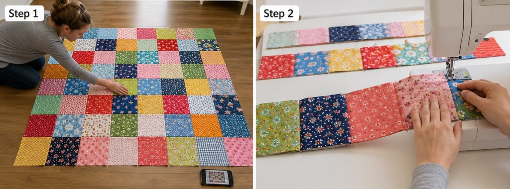 Simple Layer Cake Charm Quilt for Easy Beginner Projects